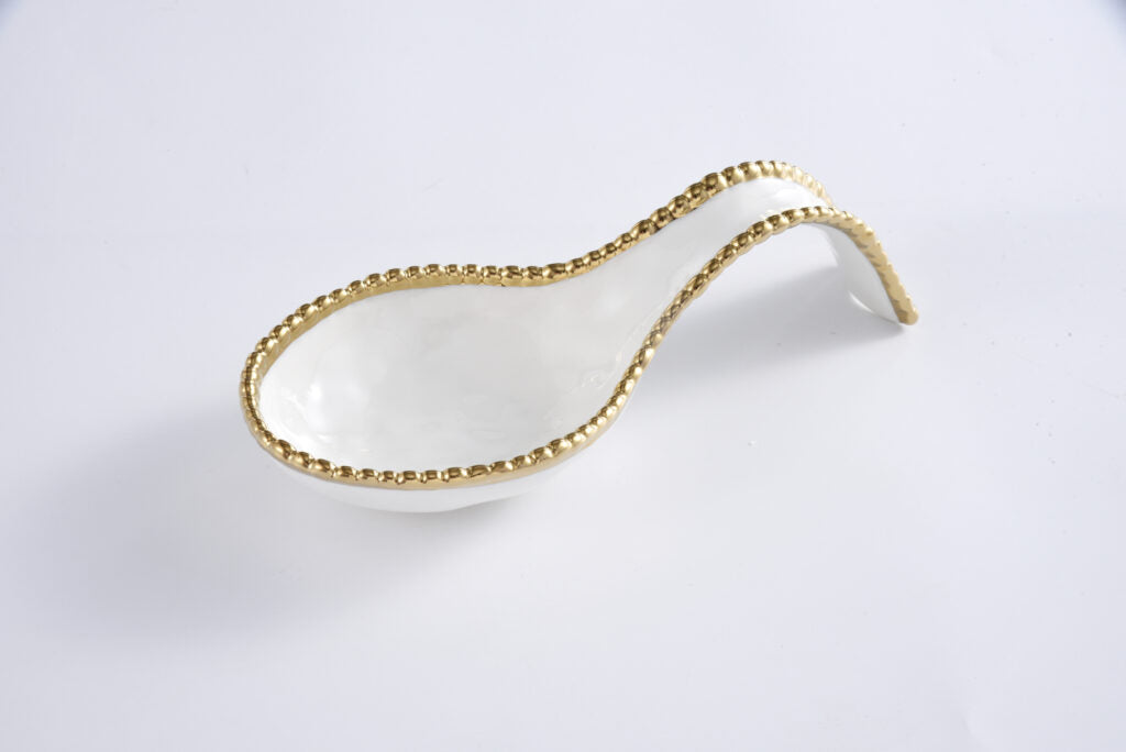 Sienna White and Gold Spoon Rest