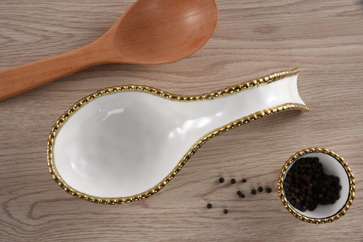 Sienna White and Gold Spoon Rest