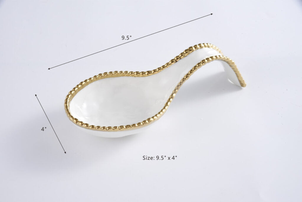 Sienna White and Gold Spoon Rest