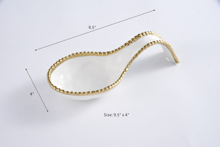 Sienna White and Gold Spoon Rest