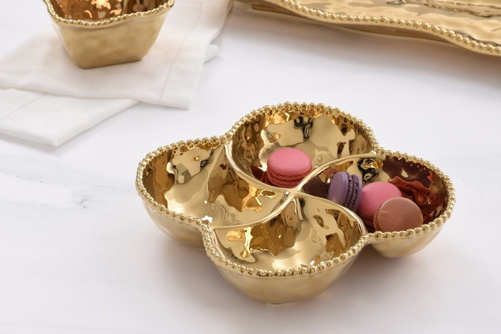 Eva Gold Beaded Four Sectional Bowl