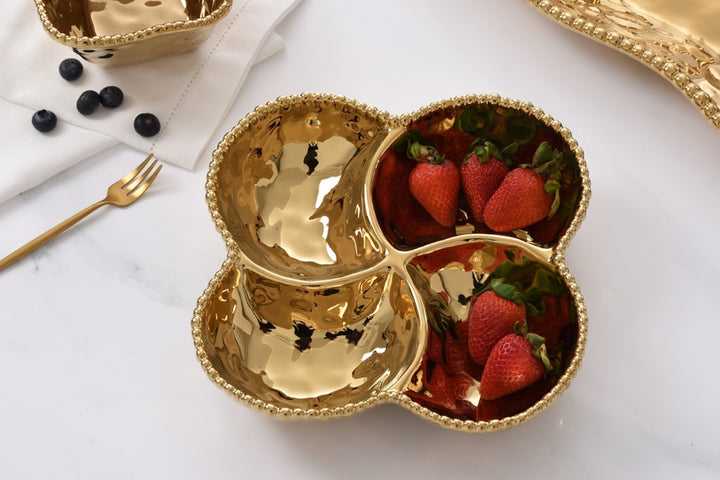 Eva Gold Beaded Four Sectional Bowl
