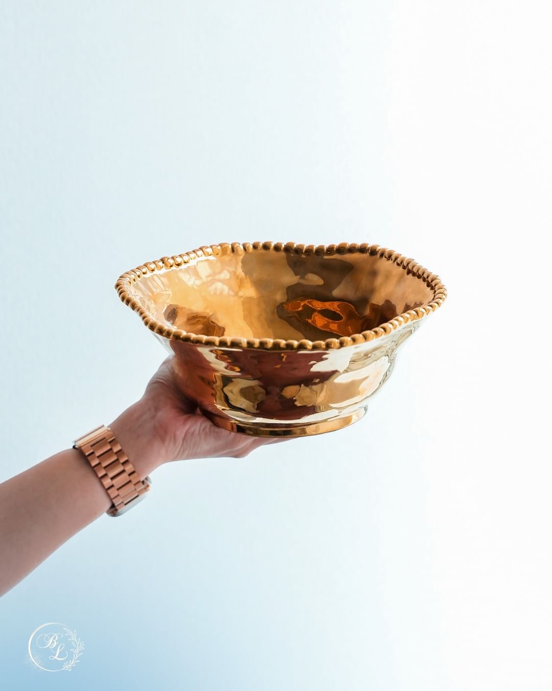 Eva Gold Beaded Salad Bowl