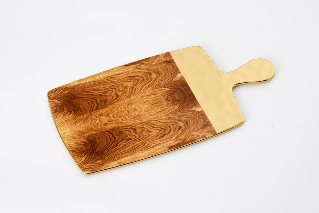 Naya Rustic Wood and Gold Cheese Board