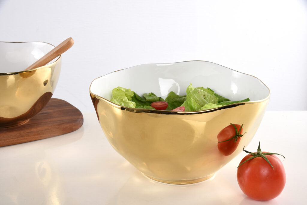Moonlight White and Gold Extra Large Bowl