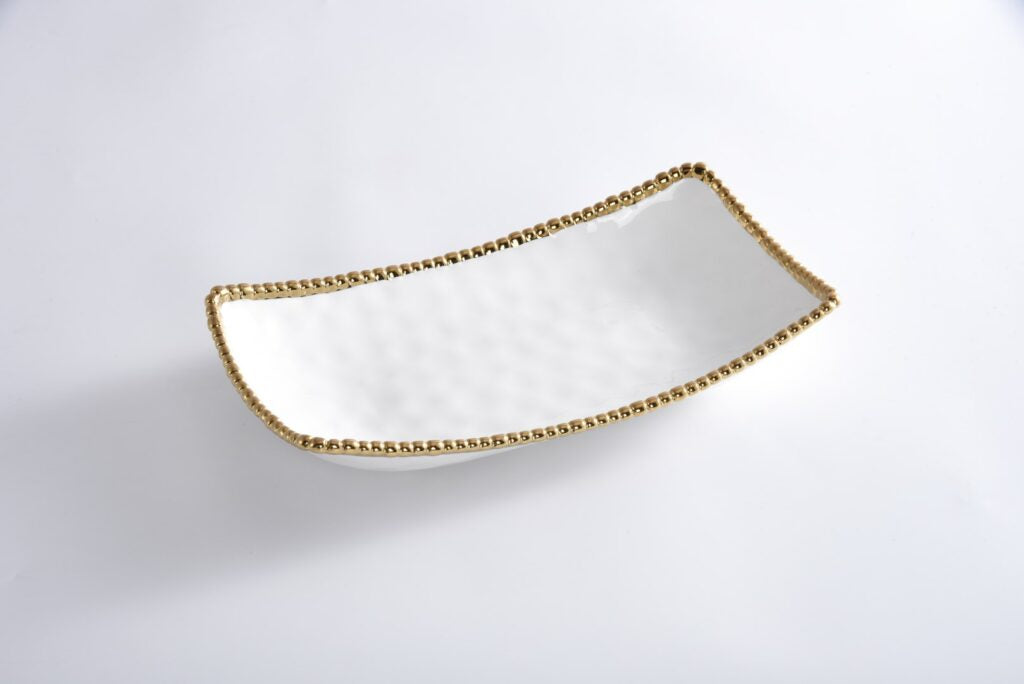 Sienna White and Gold Rectangular Deep Server