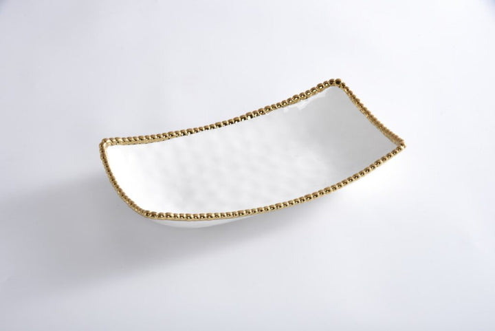 Sienna White and Gold Rectangular Deep Server
