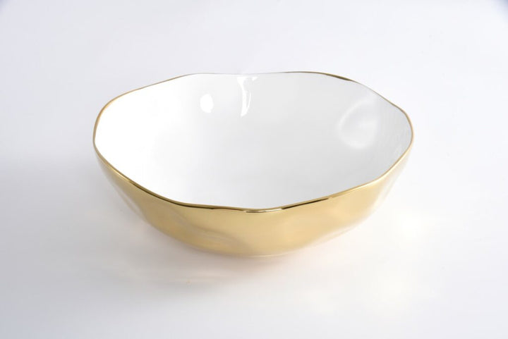 Moonlight White and Gold Wide Bowl