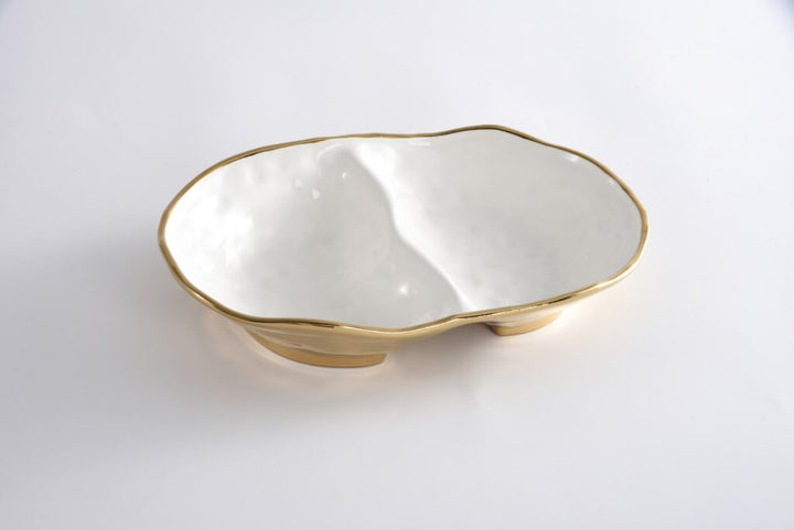 Moonlight White and Gold Two Sectional Server
