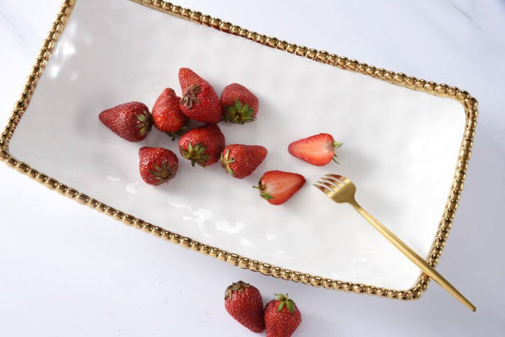 Sienna White and Gold Rectangular Deep Server