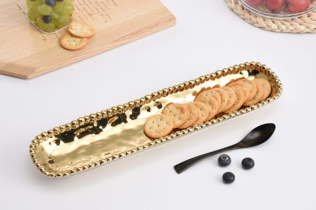 Eva Gold Beaded Cracker Tray