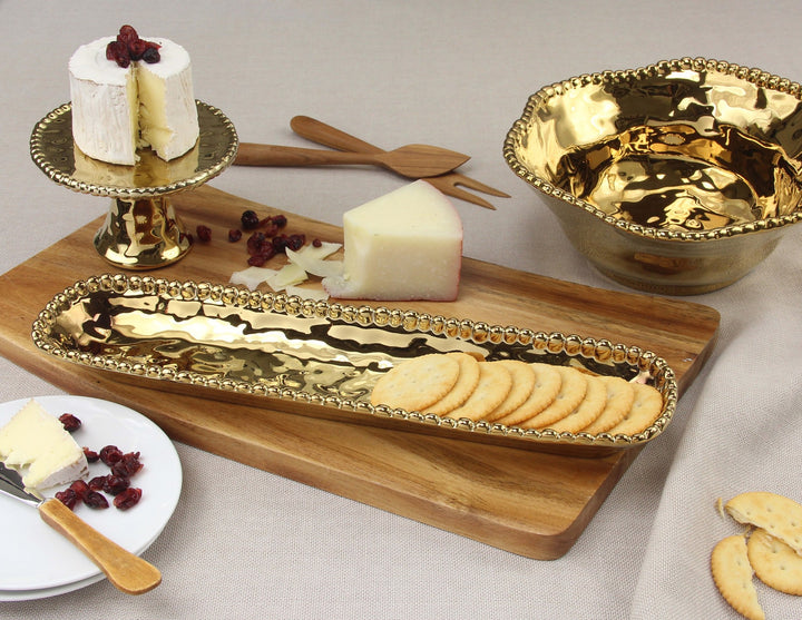 Eva Gold Beaded Cracker Tray