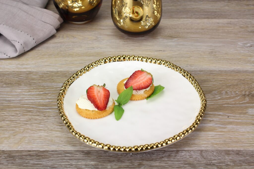 Sienna White and Gold Round Dessert Plate