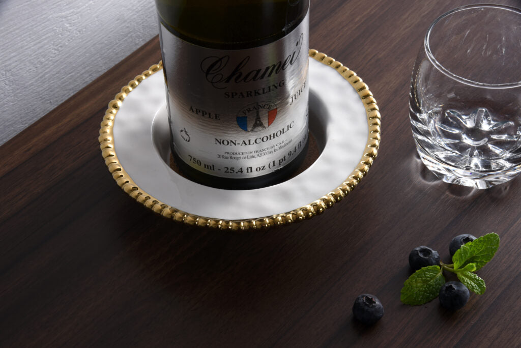 Sienna White and Gold Wine Bottle Coaster