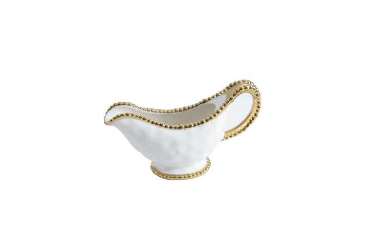 Sienna White and Gold Gravy Boat