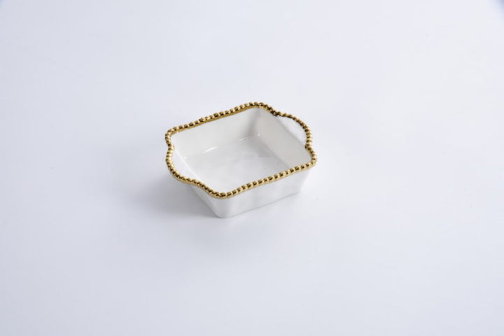 Sienna White and Gold Square Individual Baking Dish