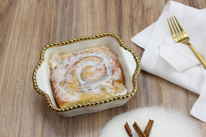 Sienna White and Gold Square Individual Baking Dish