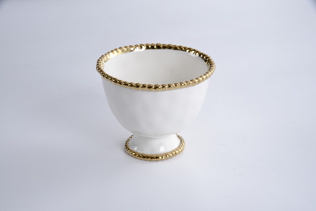Sienna White and Gold Small Footed Bowl