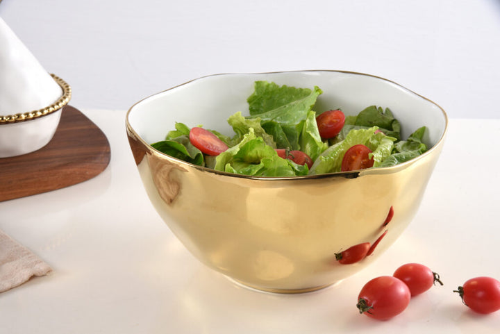 Moonlight White and Gold Large Bowl