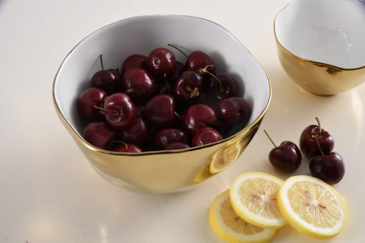 Moonlight White and Gold Medium Bowl