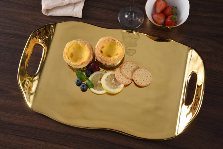 Moonlight Gold Tray with Handles