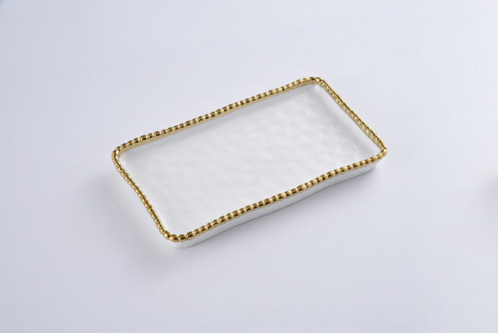 Sienna White and Gold Rectangular Tray