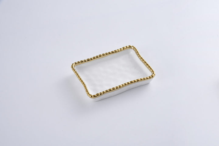 Sienna White and Gold beaded Soap Dish