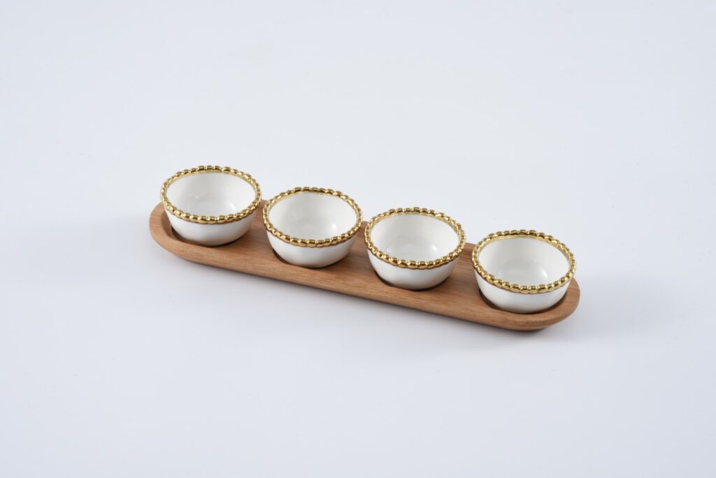 Sienna White and Gold Entertaining Set - 5Pcs