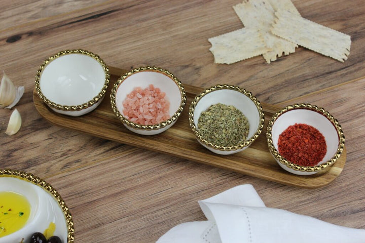 Sienna White and Gold Entertaining Set - 5Pcs