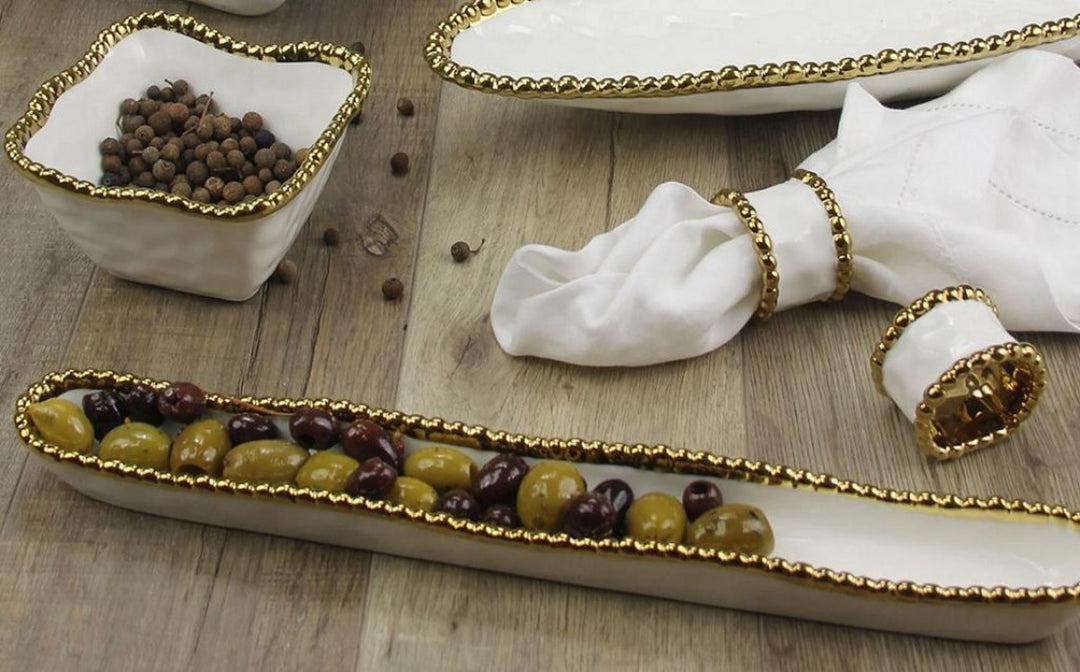 Sienna White and Gold Serving Tray