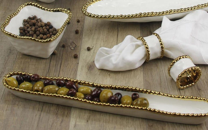 Sienna White and Gold Serving Tray