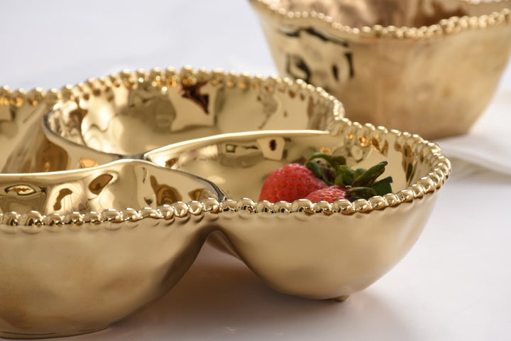 Eva Gold Beaded Four Sectional Bowl