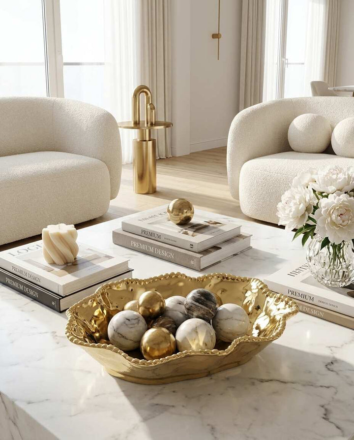 Eva Gold Beaded Wavy Bowl