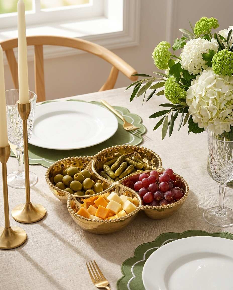 Eva Gold Beaded Four Sectional Bowl