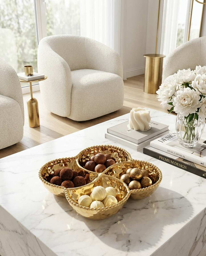 Eva Gold Beaded Four Sectional Bowl