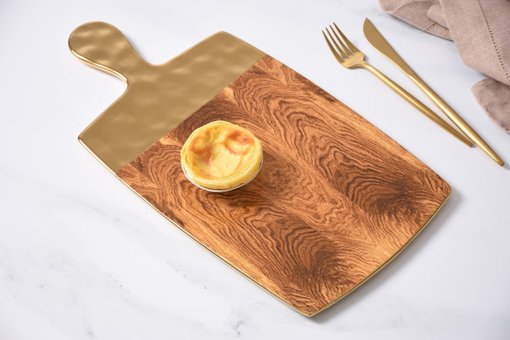 Naya Rustic Wood and Gold Cheese Board