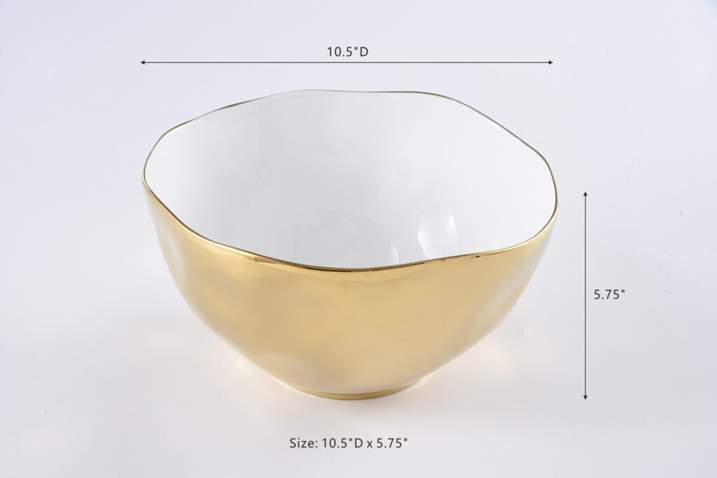 Moonlight White and Gold Extra Large Bowl