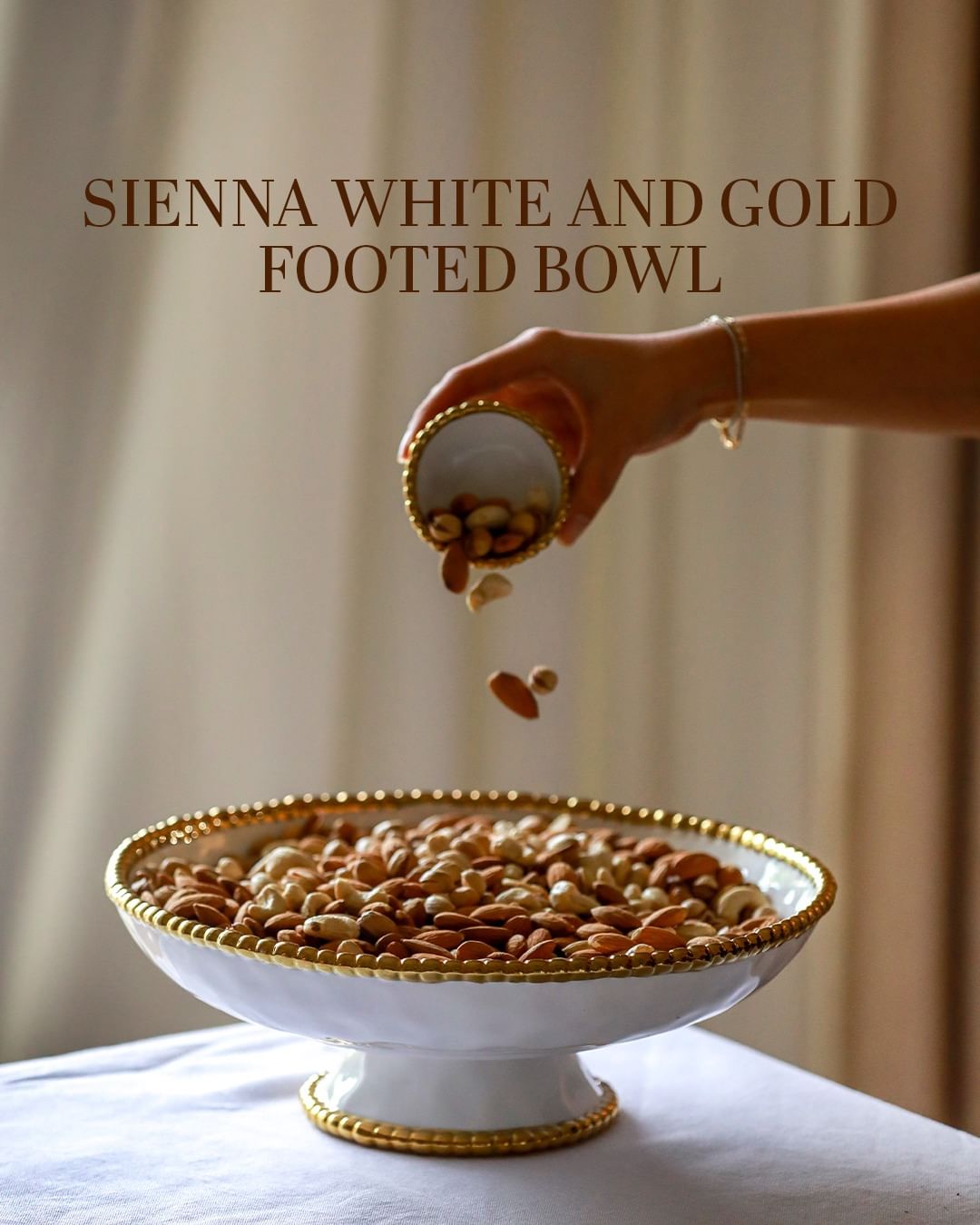 Sienna White and Gold Footed Bowl