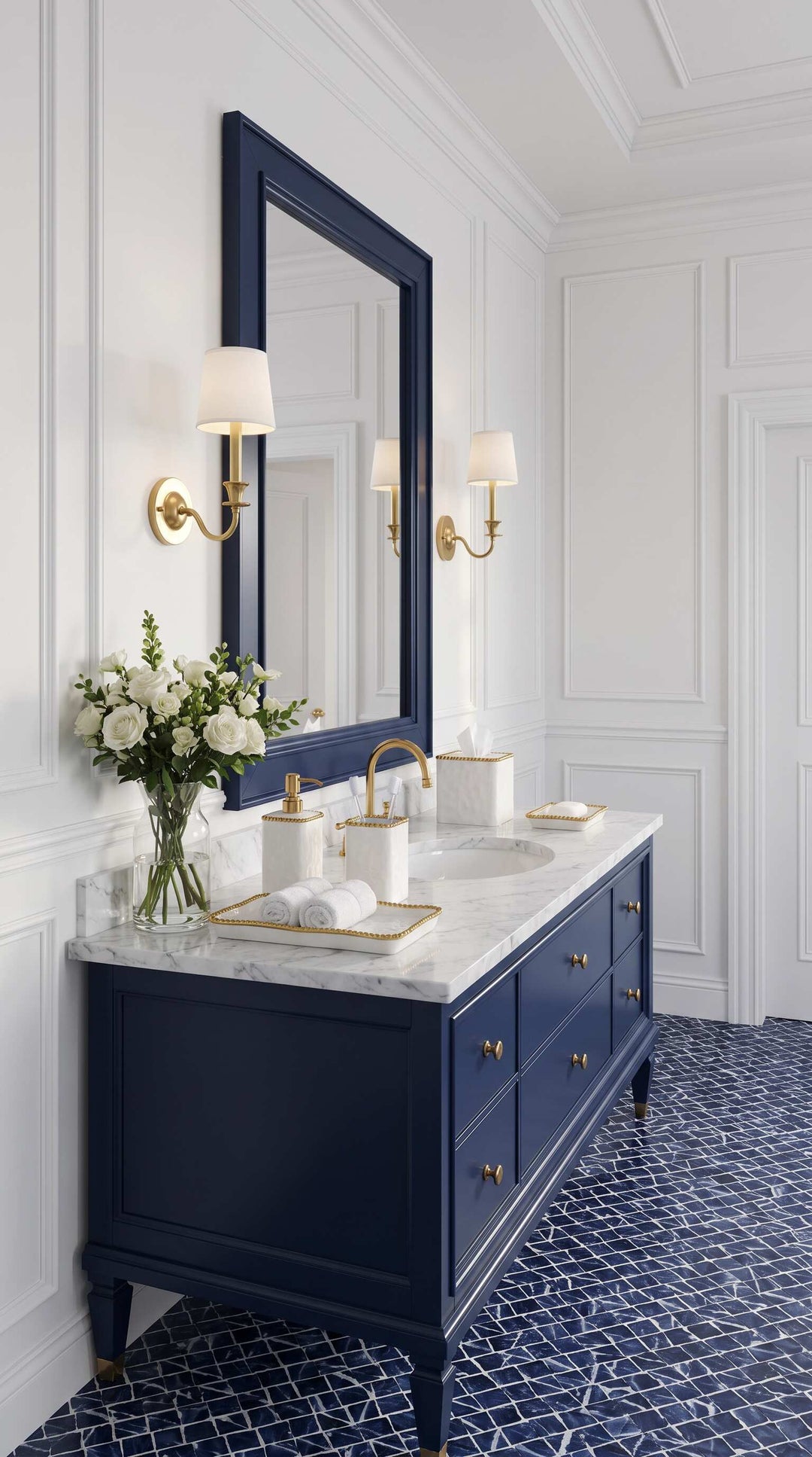 Sienna White and Gold Rectangular Tray