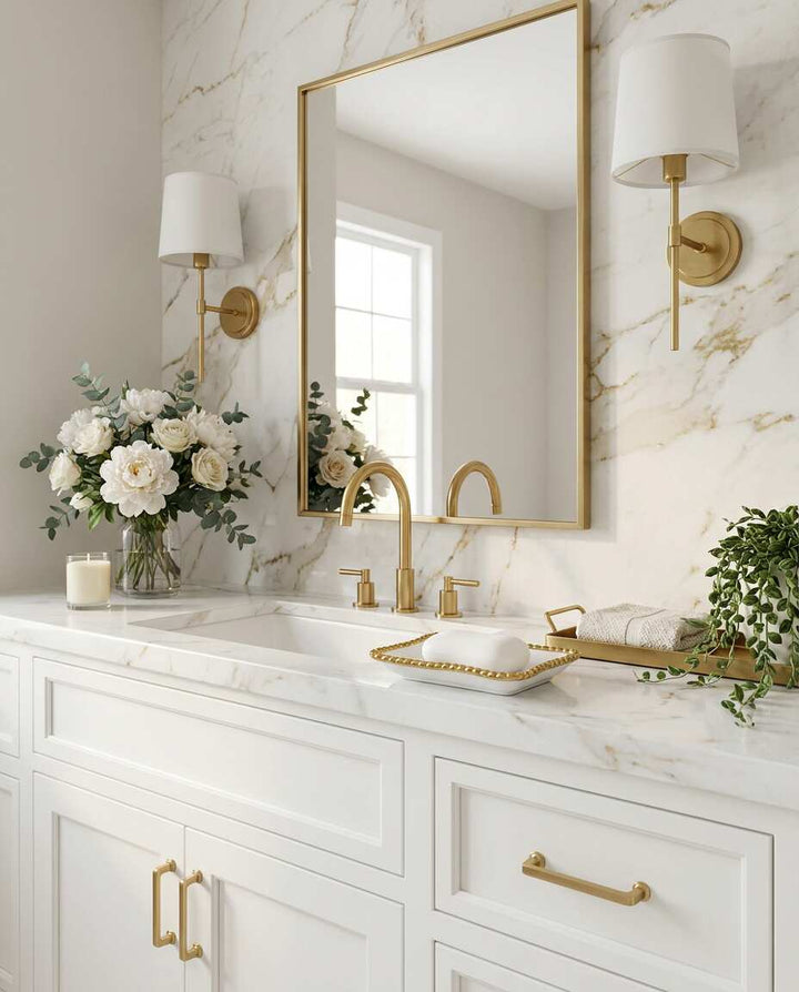 Sienna White and Gold beaded Soap Dish — Premium Bathroom Decor