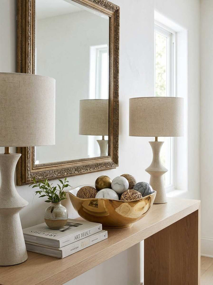 Moonlight White and Gold Wide Bowl
