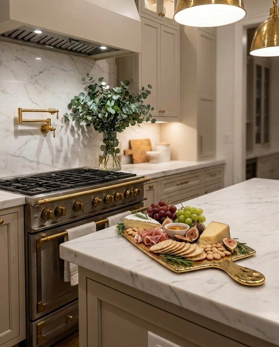 Naya Rustic Wood and Gold Cheese Board — Premium Entertaining