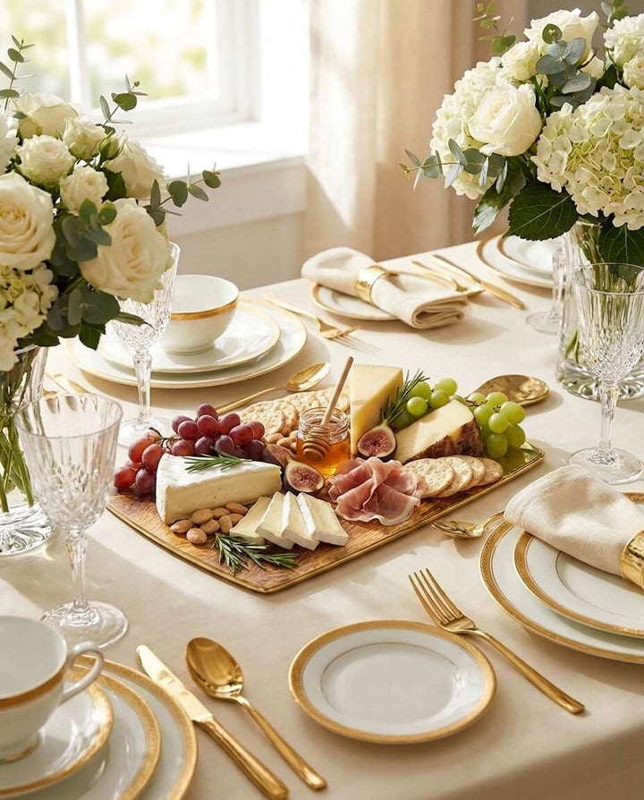 Naya Rustic Wood and Gold Cheese Board — Premium Entertaining
