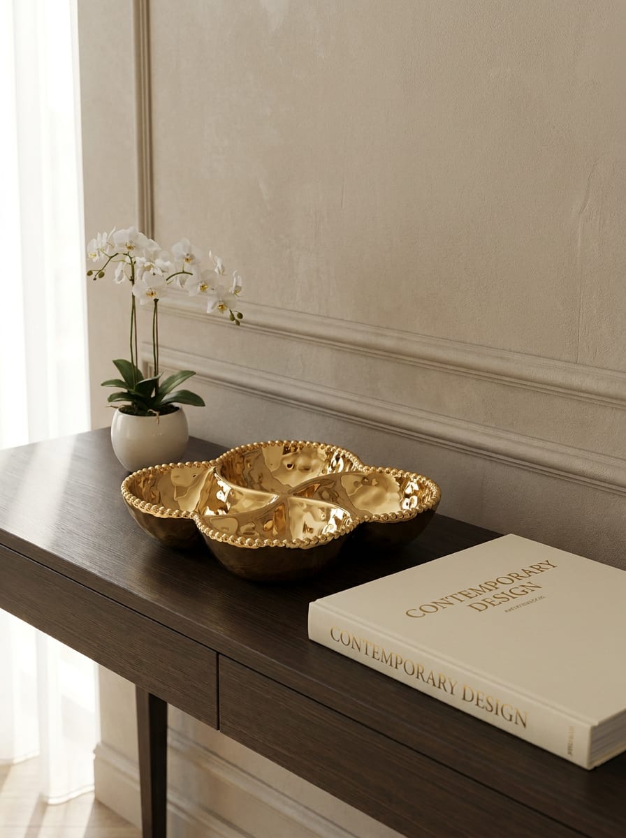Eva Gold Beaded Four Sectional Bowl