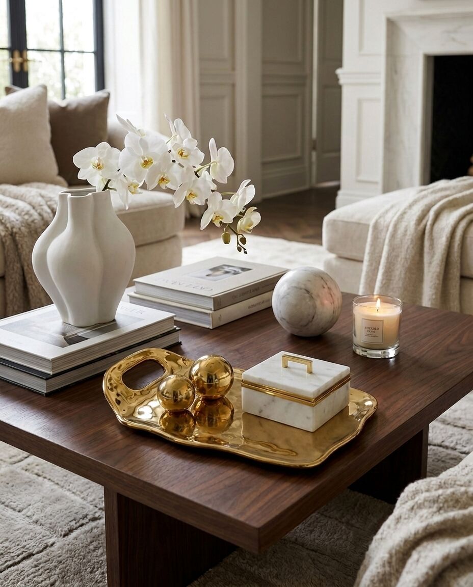 Moonlight Gold Tray with Handle — Premium Serveware