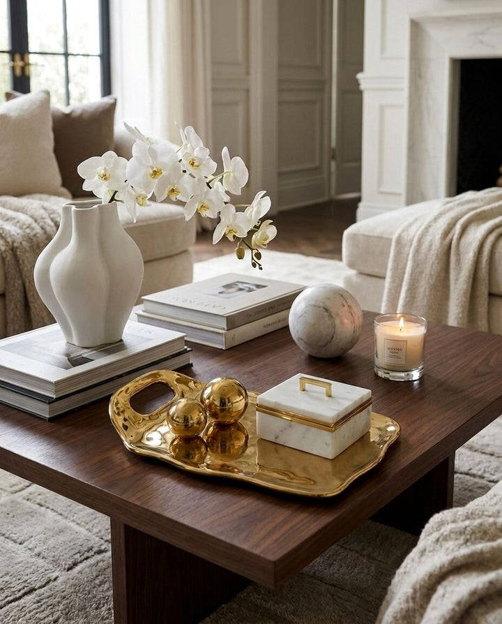 Moonlight Gold Tray with Handle — Premium Serveware