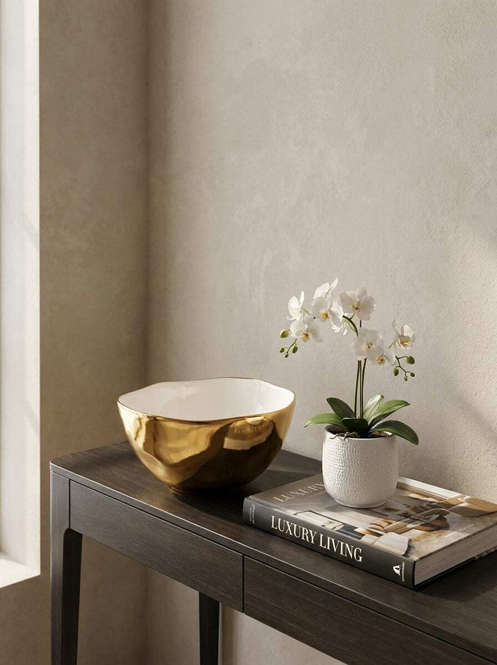 Moonlight White and Gold Medium Bowl