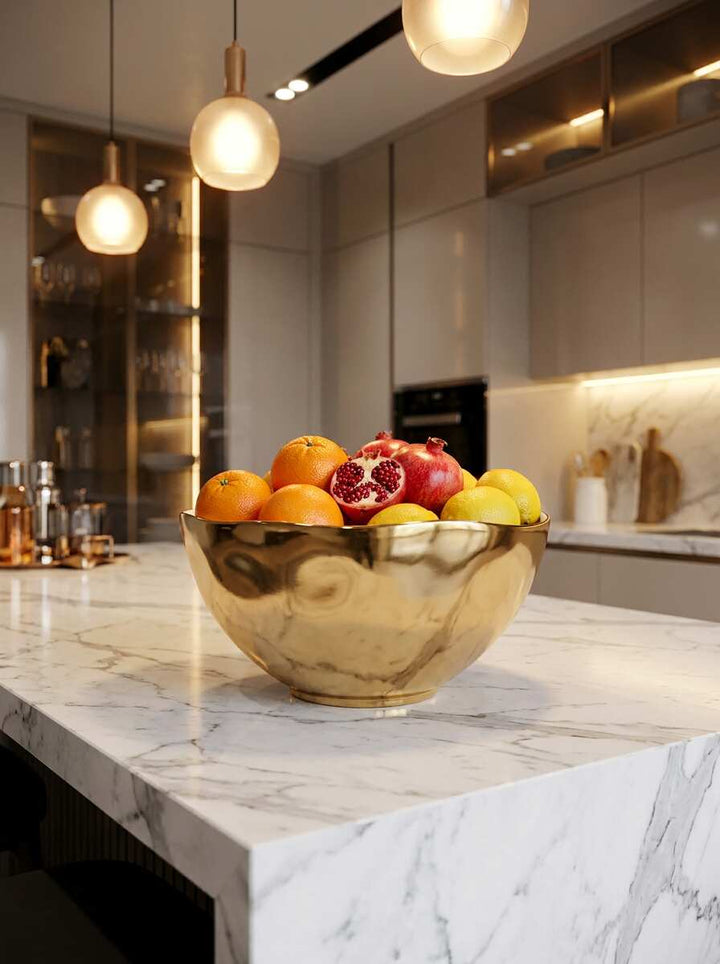 Moonlight White and Gold Extra Large Bowl
