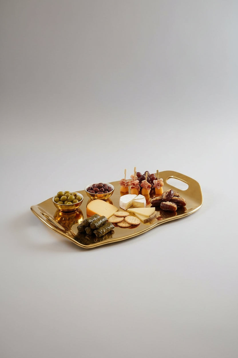 Moonlight Gold Tray with Handles