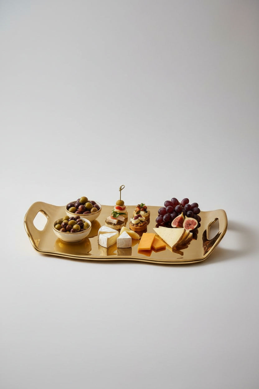 Moonlight Gold Tray with Handles